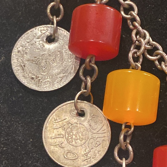 Antique-Vintage Chinese Coin Necklace with Butterscotch And Cherry Copal Amber - Picture 6 of 15